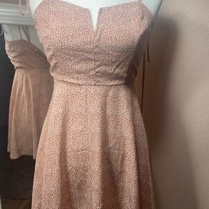 Audrey 3+1 Tie Strap Mini Dress Cream Rust Floral Fit Flare Summer Dress Small